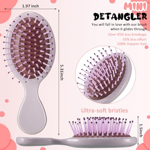 Sawysine 14-Pack Mini Detangling Hair Brush Set - Travel Size for Kids & Adults
