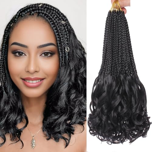 RuiYok 10 Inch French Curl Crochet Braids 9 Packs #1B