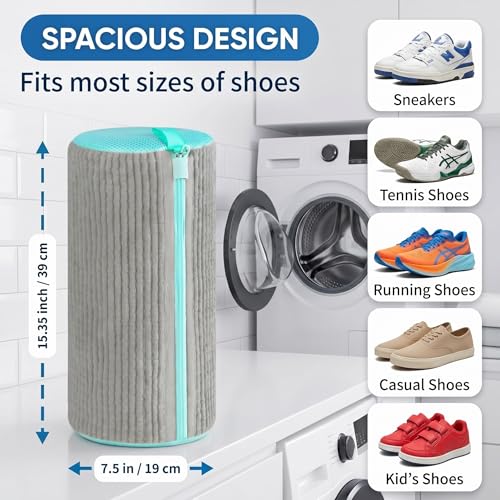 Shoe Washing Machine Bag - 2pc Chenille Cleaner with Zipper