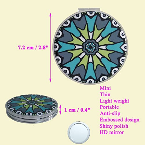Red Compact Mirror with Embossed Mandala Designs - 6 Pack Portable Handheld Makeup Mirrors