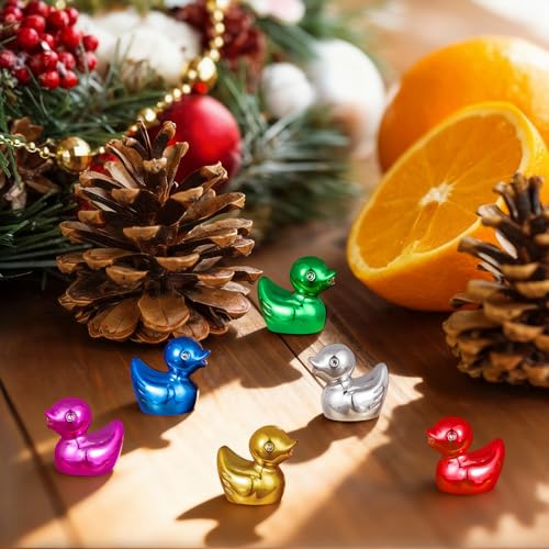 Multicolor Metallic Mini Duck Figurines - 60/120 Pcs Glitter Decor