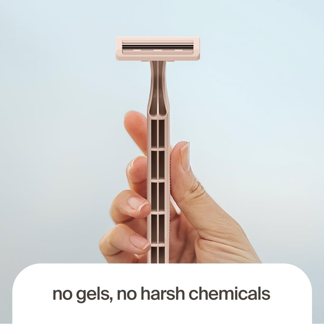 Razeco Plastic-Free Disposable Razors – 20 pieces, 3 blades – Sustainable shaving for a zero-waste routine (Rosé)