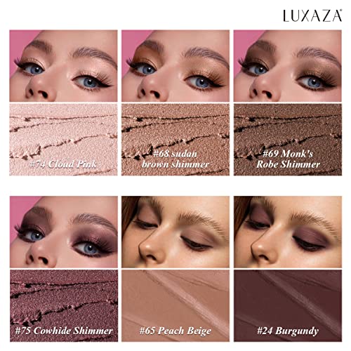 LUXAZA 6-Piece Cream Eyeshadow Stick Set, Waterproof Shimmer & Matte Finish