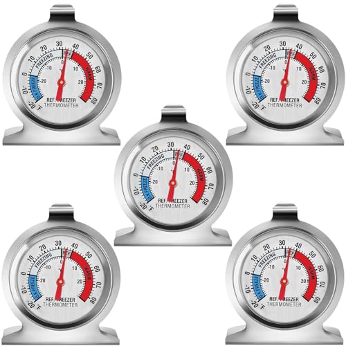 MIANLU 5-Pack Refrigerator Thermometer with Large Dial - Accurate Temperature Monitoring for Fresh Food