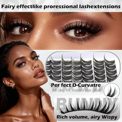 YIDUO Bunny Manga Lash Clusters Kit - Wet Look Fairy Wispy Eyelash Extensions