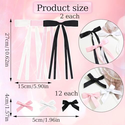 Beige 34PCS Pink Bow Hair Clips Set for Girls & Women - Satin & Tassel Style