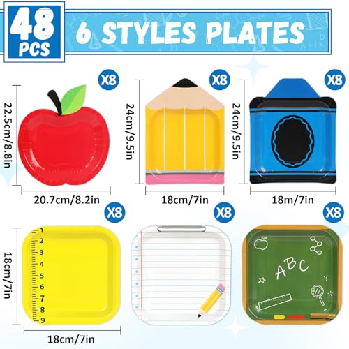 Back to School Tableware Set - 48 Disposable Plates for Parties