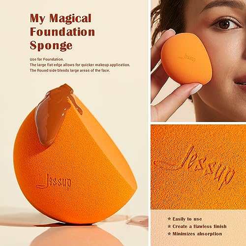 Jessup 3-Piece Makeup Sponge Set - Reusable Foundation Blenders for Face