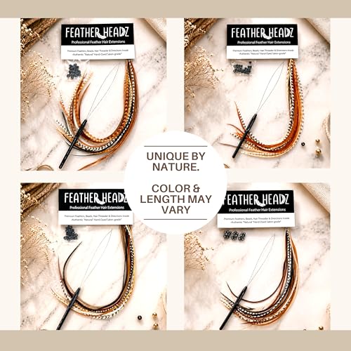 21 Natural Color Hair Extensions ? 9¡±?14¡± Long ? DIY Rooster Kit with 20 Micro-Link Beads ? 100% Real Feathers ? Eye-Catching Boho Style