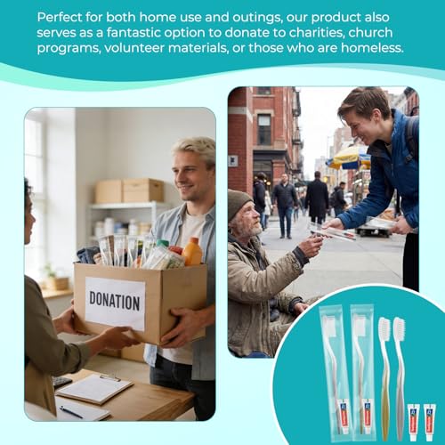 Disposable Toothbrush and Toothpaste Set - 30 Pack Individually Wrapped