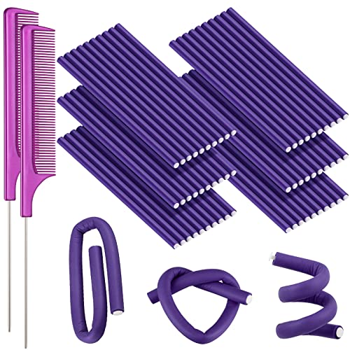 WILLBOND 60-Piece Flexible Curling Rods, 0.3 x 9.5 Inch Purple Foam Rollers