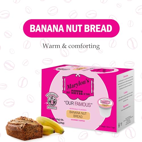 Marylou's Banana Nut Bread Flavored Coffee Pods - 12 Single Serve Cups