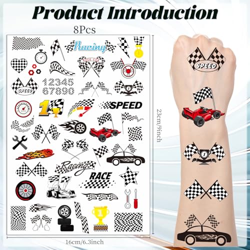 Race Car Temporary Tattoos - 200+ Racing Party Favor Stickers
