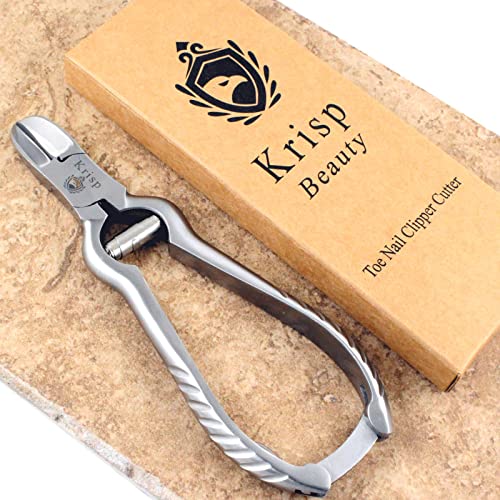 Krisp Beauty Professional Toenail Clippers for Thick Nails - 6.25 Inch Silver