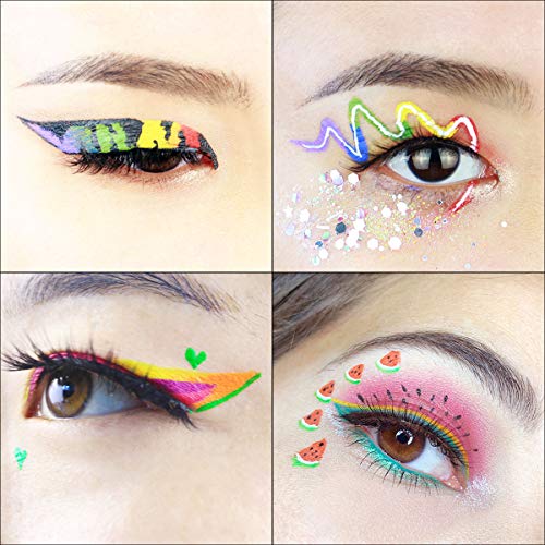 Bowitzki 9-Color Water Activated UV Neon Eyeliner & Face Body Paint Set