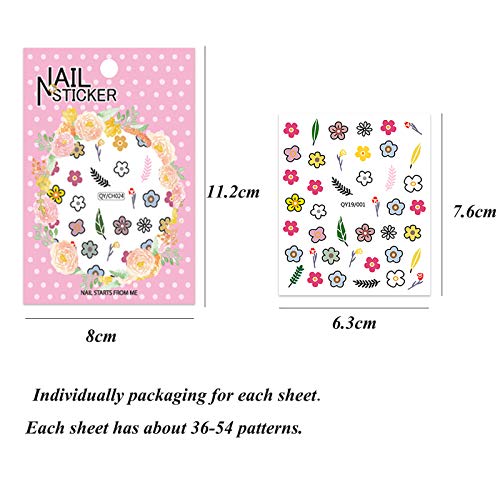 18 Sheets 3D Self-Adhesive Nail Art Decals for Women and Kids DIY Manicure