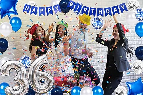 Blue & Silver 36th Birthday Party Decorations Set for Men