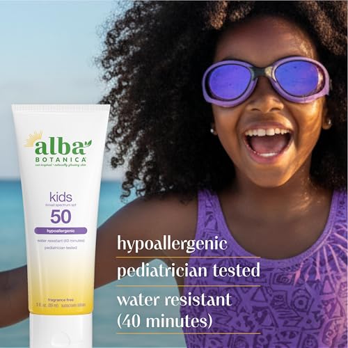 Alba Botanica Kids Sunscreen Lotion SPF 50, 3 Oz - Water-Resistant