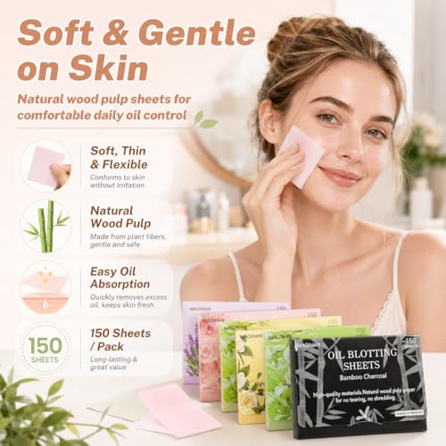MAQIHAN Oil Blotting Sheets - 750 Count, 5 Scented Packs