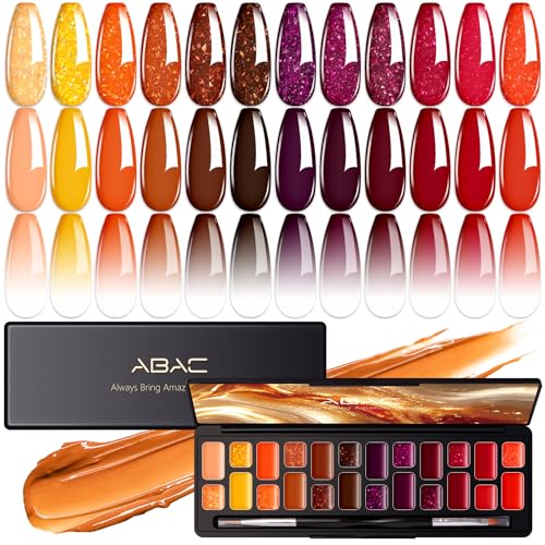 ABAC Amber Hearth 24 Color Gel Nail Polish Palette with Glitter for Ombré & Floral Nail Art