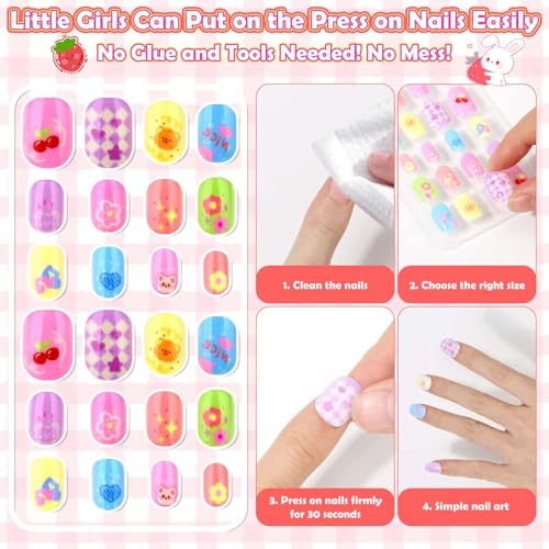 288-Piece Kids Press-On Fake Nails Set for Girls, Ages 8-12