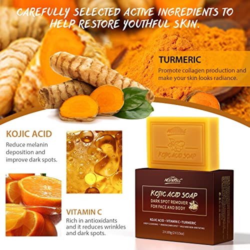 POP MODERN.C Kojic Acid Turmeric Soap Pack of 3 - Dark Spot Remover for Face & Body