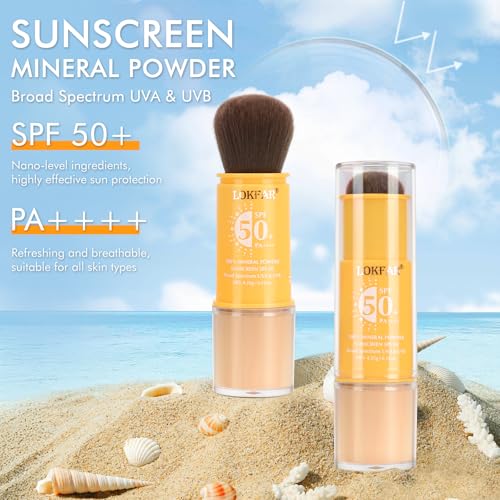 2PCS Mineral Powder Sunscreen Setting Makeup - SPF 50 Brush On for