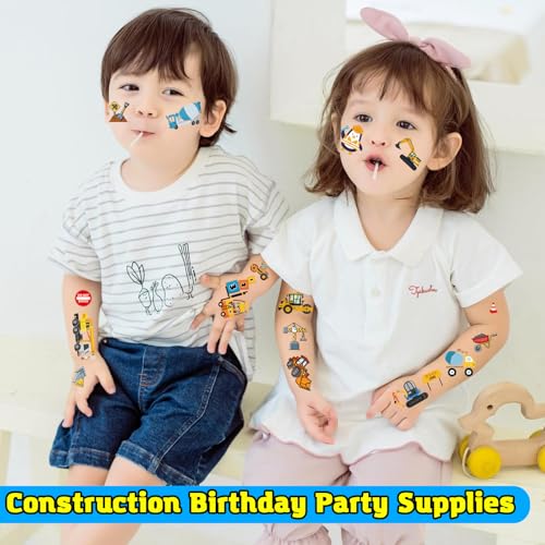 Construction Trucks Temporary Tattoos for Kids - 120 Pcs