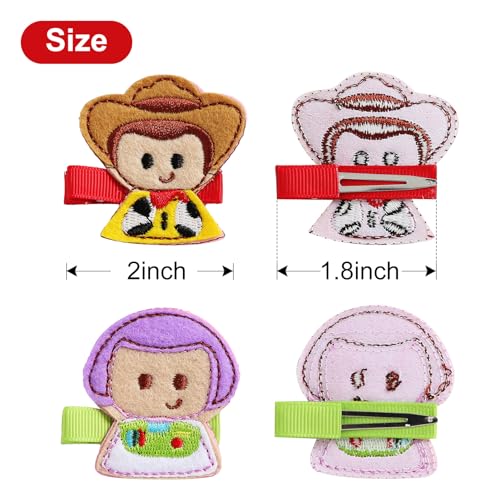 Neujiwo 4PCS Cartoon Hair Clips Set - Handmade Felt & Metal Accessories for Kids & Parties - 2 Pairs Variation