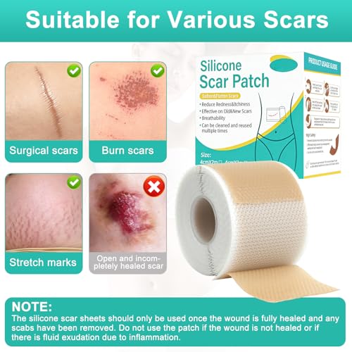 GEAUPASE Silicone Scar Sheets - Reusable 1.6” x 120” Roll for All Scars