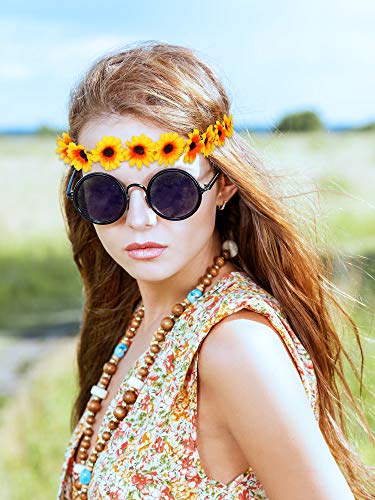 WILLBOND 8 Pcs Yellow Sunflower Headbands for Women - Floral Hair Wreaths