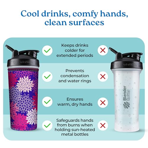 Koverz Neoprene Water Bottle Insulator for 24-30 oz Bottles - Violet Whimsy
