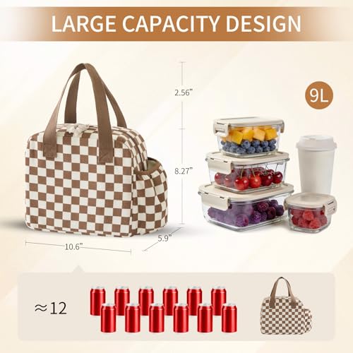 SODEER Insulated Corduroy Lunch Bag - Leakproof Cooler for Adults