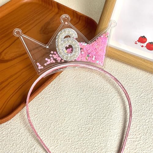 Birthday Crown Headband and Hair Bow Set for Baby Girls Ages 1-6