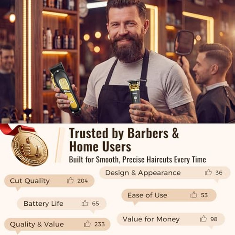 Ufree Hair Clippers for Men, Clippers and Trimmers Set, Cordless Barber Clippers, Grooming Kit, Gifts for Men