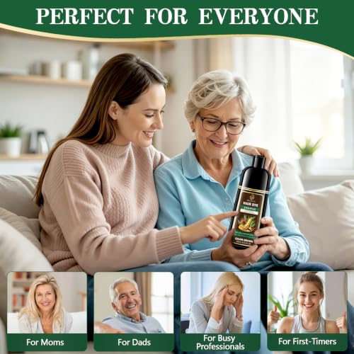 RKQNIER Brown Hair Dye Shampoo for 100% Gray Coverage - 3 in 1 Natural Hair Color
