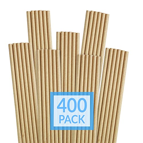 Reli. 400 Pack Kraft Brown Paper Straws - Biodegradable & Disposable