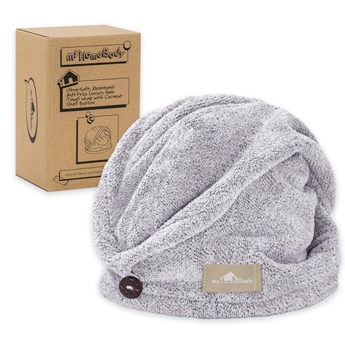 myHomeBody Quick Drying Hair Towel Wrap Turban - Gray