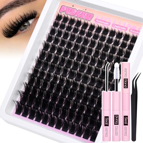 PVDKIW B Fluffy Lash Clusters Kit with Spikes, 12-22mm Volume Eyelash Extensions