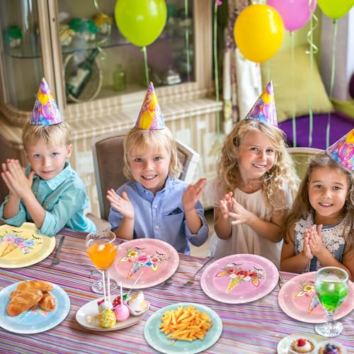 60PCS Unicorn Birthday Party Plates - Colorful 7-Inch Disposable Tableware