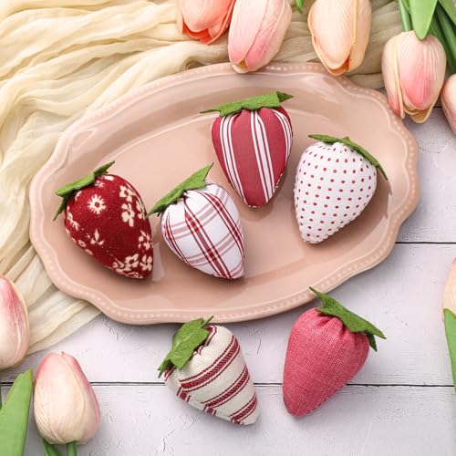 12 Pcs Fabric Artificial Strawberries - Cute Home Decor & Bowl Filler