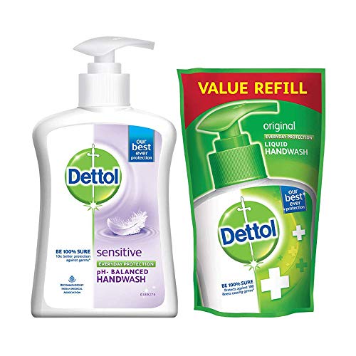 Dettol Liquid Sensitive Handwash 200ml with Free Original Pouch 175ml