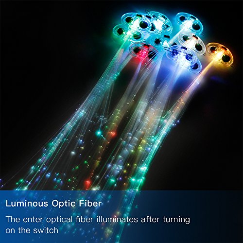 24Pcs LED Hair Extensions with Clip - Color Changing Fiber Optic Clips for Parties