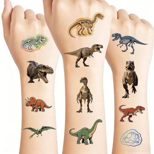 Dinosaur Temporary Tattoos for Kids - 10 Sheets of Fun Designs