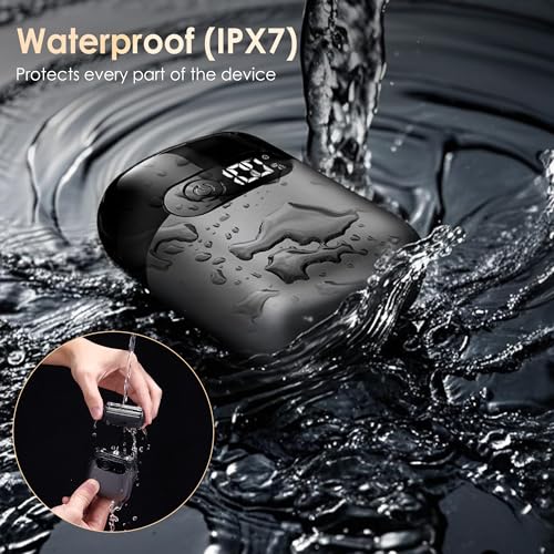 Electric Razor for Men, Foil Shaver and Beard Trimmer | For Dry And Wet,Battery LED Display USB-C Fast Charge, IPX7 Waterproof Portable Travel Shaver (Charcoal Black)