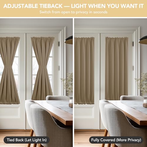 Deconovo Thermal Insulated Blackout Curtain for Glass Doors - 72" Long, Khaki
