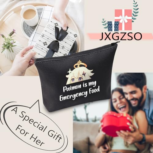 JXGZSO Anime Paimon Cosmetic Bag Black - Genshin Impact Fan Gift