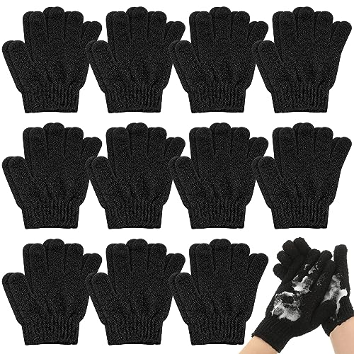 Ramede 30 Pair Exfoliating Gloves Double-Sided Nylon Scrubbers Black
