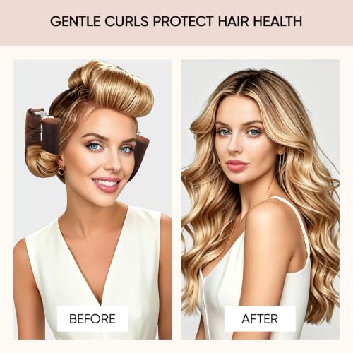 Heatless Curls Overnight Hair Care Set - Jumbo Velvet Curlers (Brown, 4PCS)