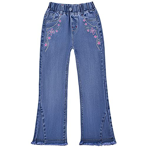 Peacolate Distressed Embroidered Jeans for Toddler Girls, 6-7Y Pink Butterfly